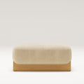 Pouf Dome en chêne et tissu beige vu de face