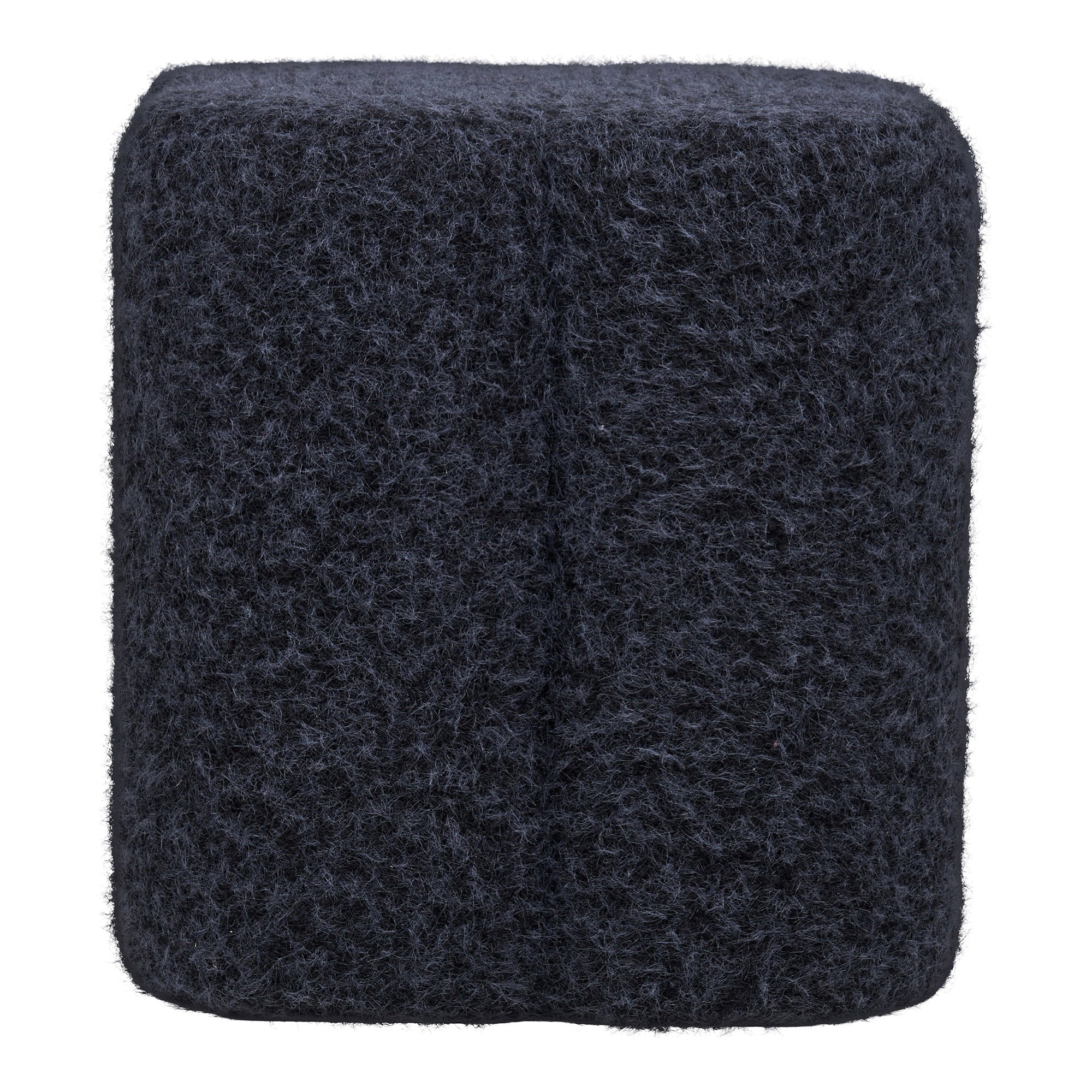 Pouf Durban bouclé bleu marine forme trèfle vue de face