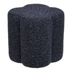 Pouf Durban bouclé bleu marine forme trèfle