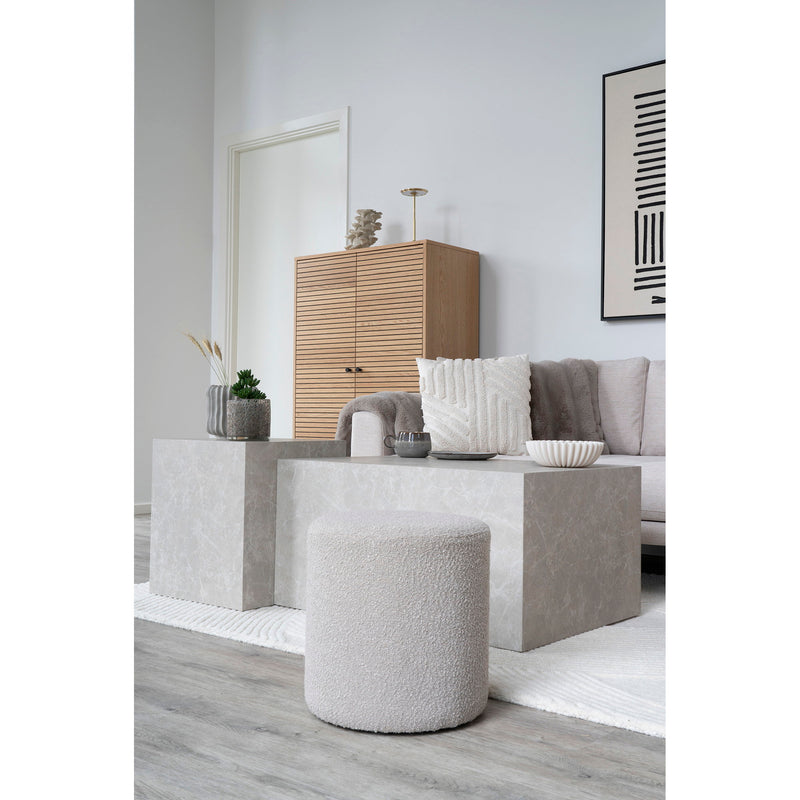 Dimensions Pouf Ejby – Natural Beige Bouclé & Cylindrical Shape – ø34 × 36 cm