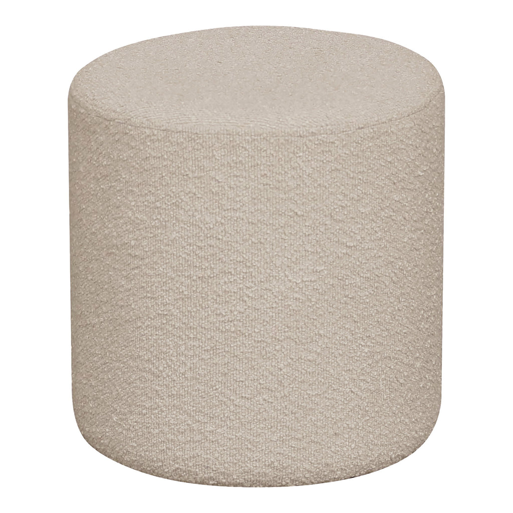 Pouf Ejby bouclé beige naturel cylindrique ø34x36 cm vue de face