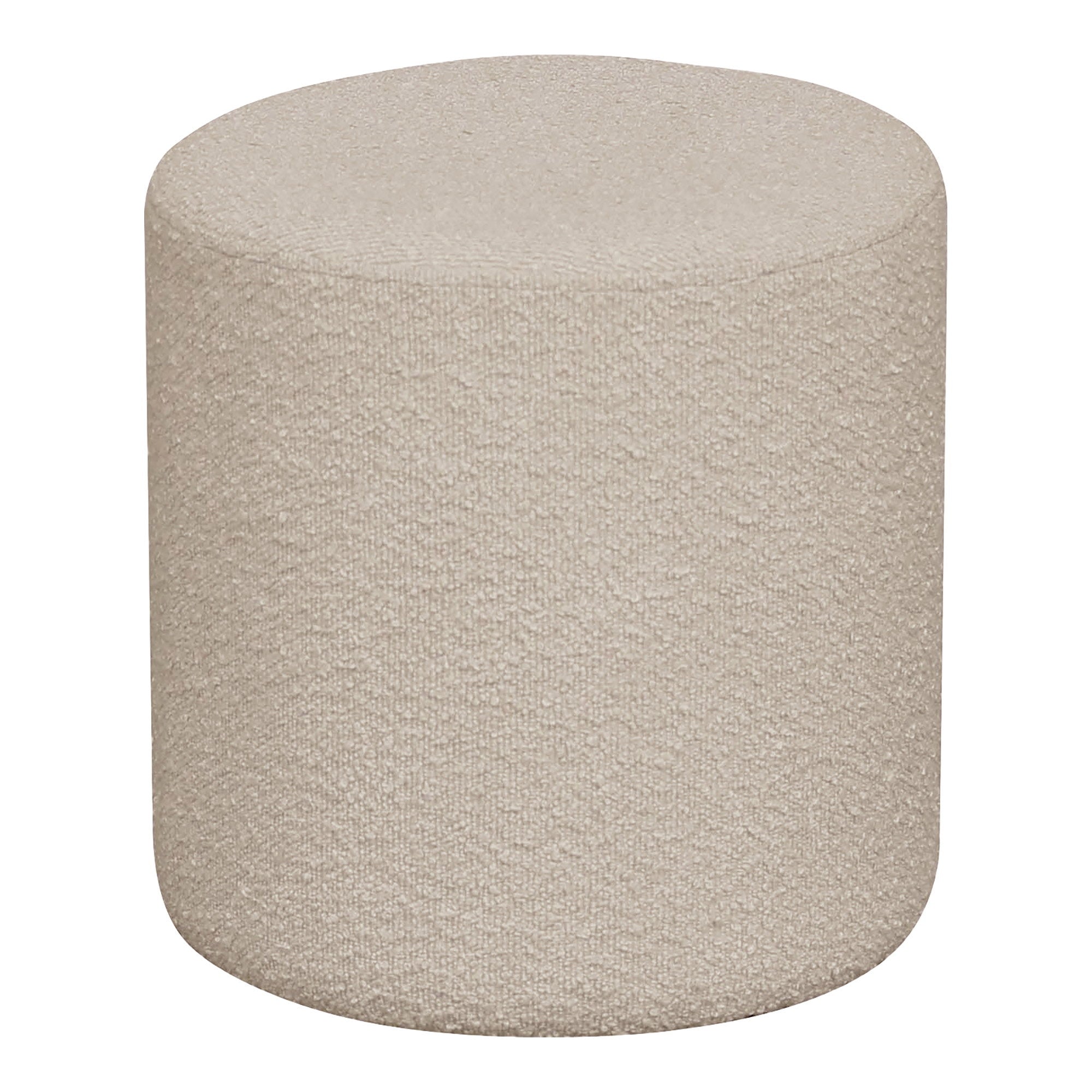 Pouf Ejby bouclé beige naturel cylindrique ø34x36 cm vue de face