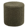 Pouf Ejby teddy vert kaki cylindrique ø34x36 cm vue de face