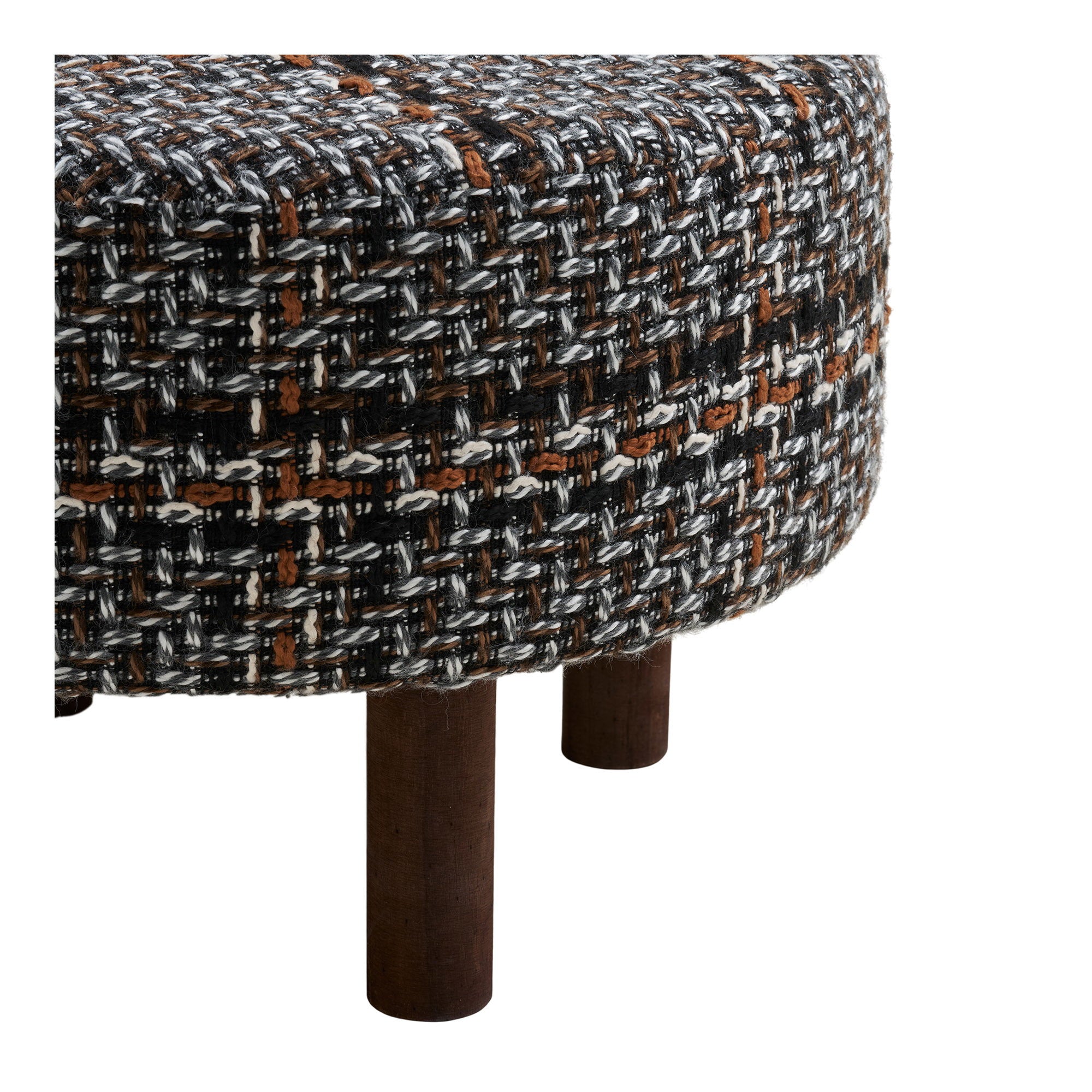 Pouf Falkirk tweed chiné pieds bois vue de détail