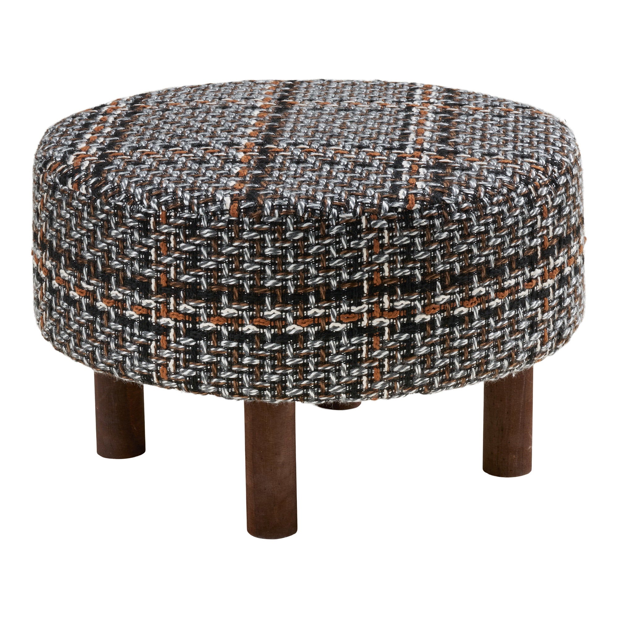 Pouf Falkirk tweed chiné pieds bois