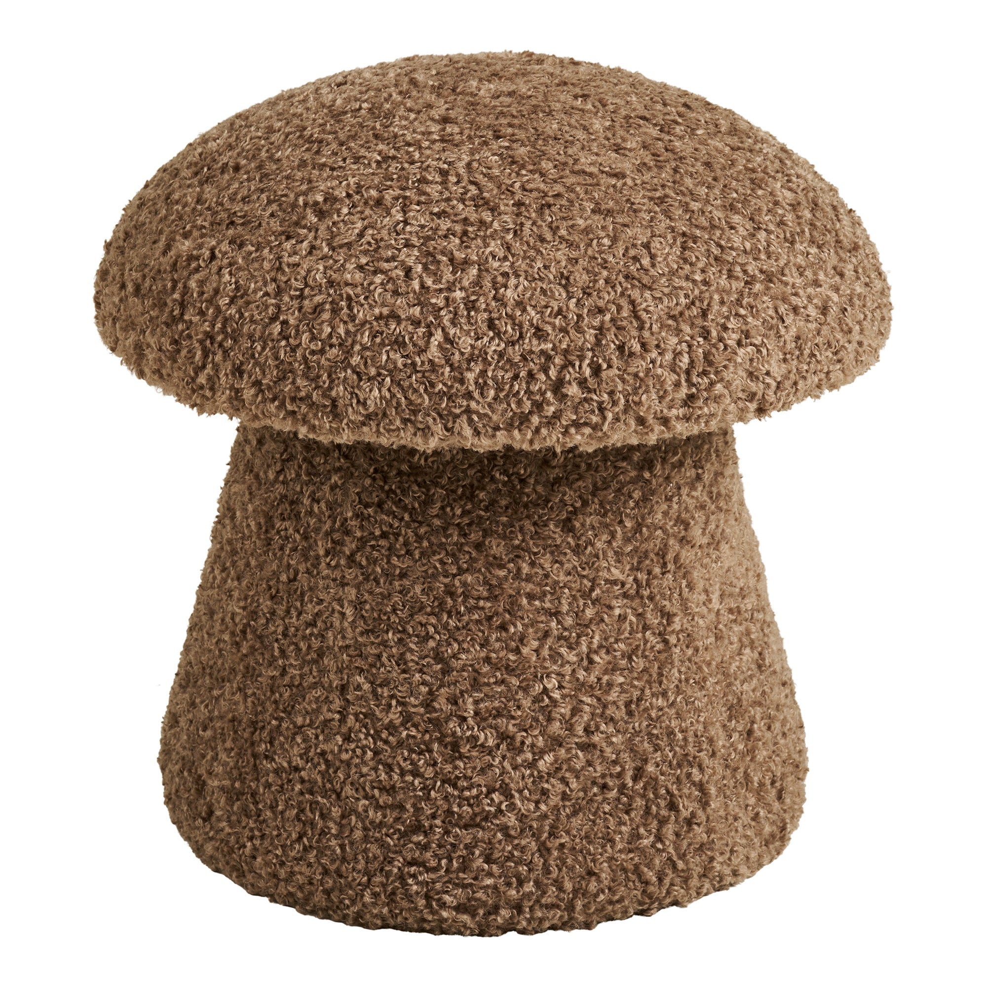 Pouf Enna fausse fourrure marron forme champignon Ø45 cm vue de face