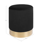 Pouf Gamby velours noir avec ses cotes hauteur 43 cm diamètre 34 cm