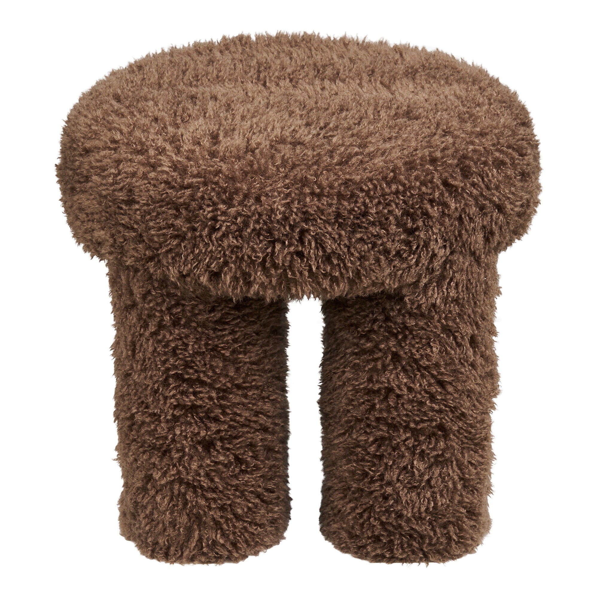 Pouf Gisborne fausse fourrure brune vue de détail