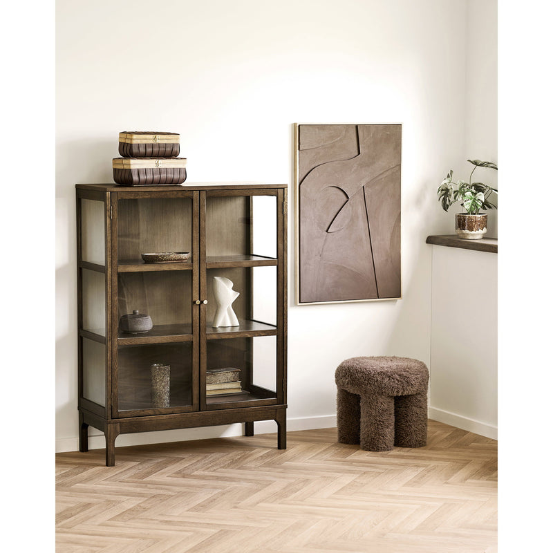 Dimensions Pouf Gisborne fausse fourrure brune