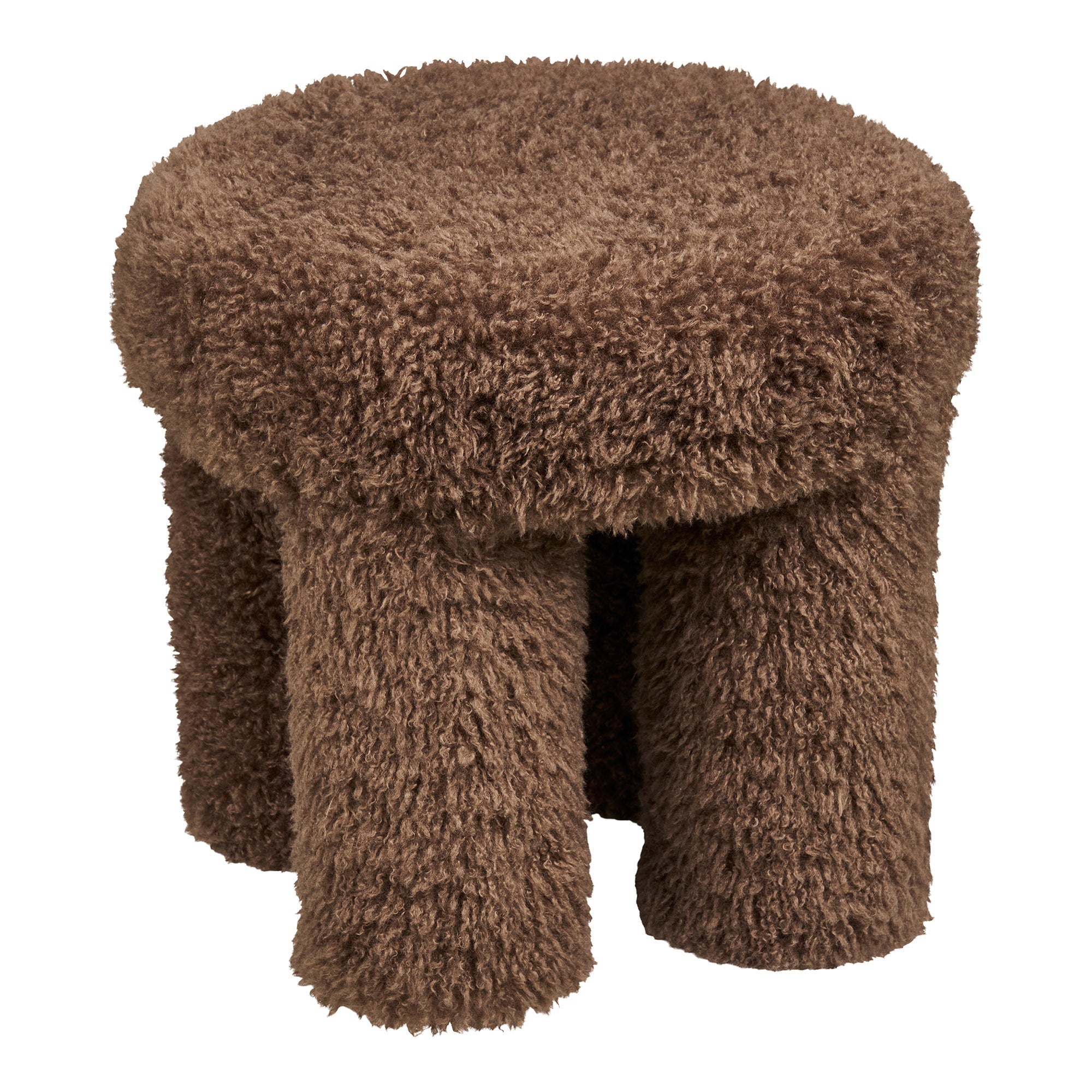 Pouf Gisborne fausse fourrure brune