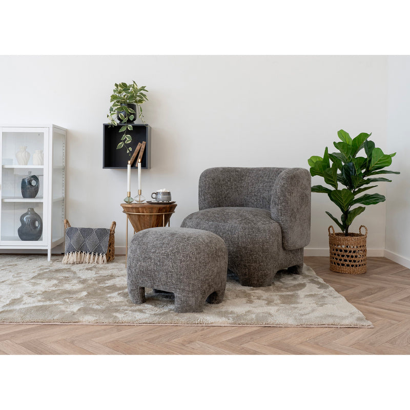 Dimensions Nazare Pouf – Heather Grey Fabric & Organic Shape – 53 × 41 cm