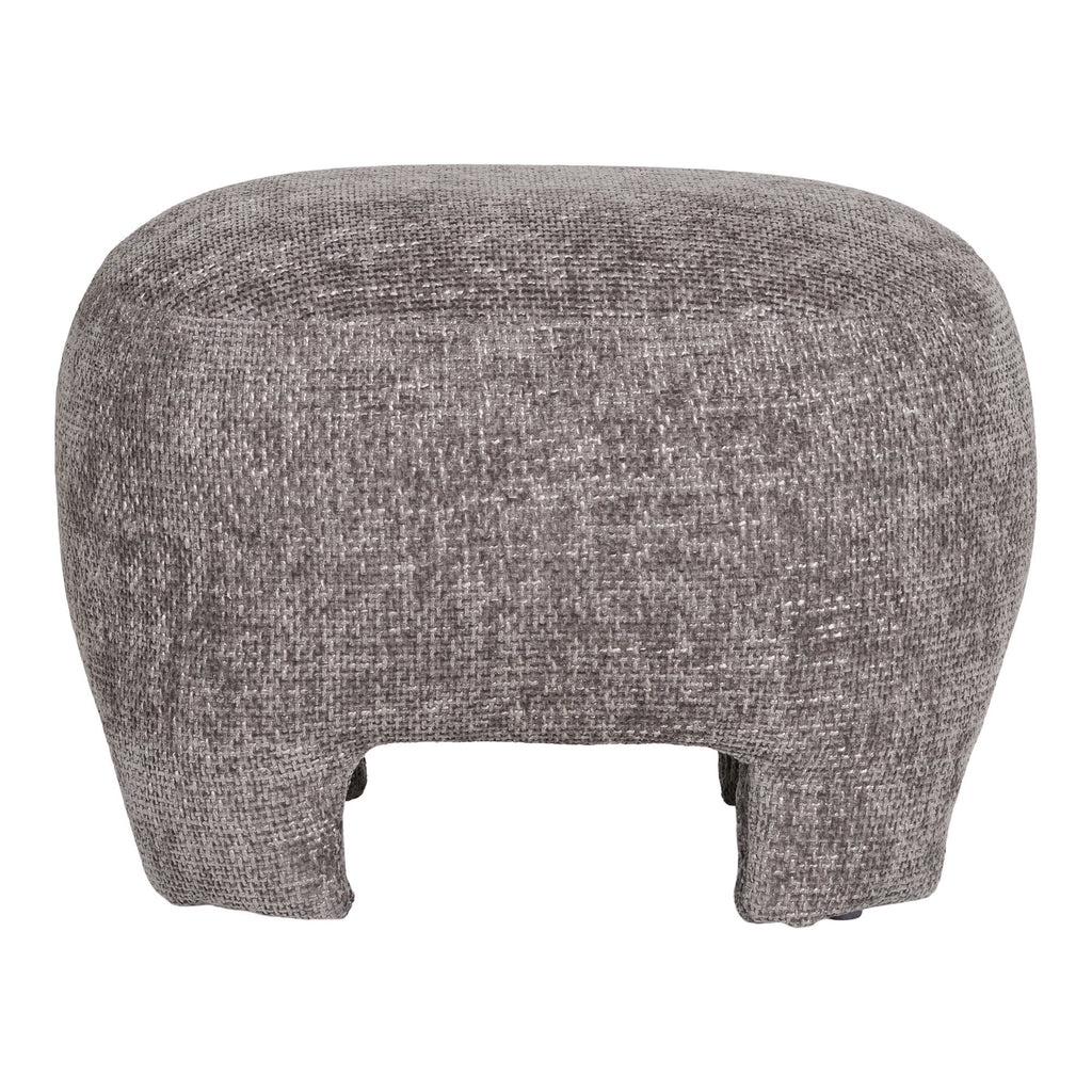 Pouf Nazare gris chiné 53x41 cm pieds intégrés arrondis vue de face