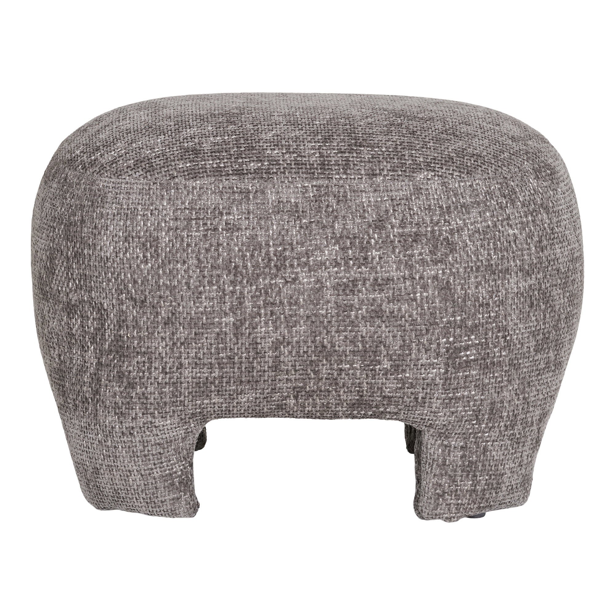 Pouf Nazare gris chiné 53x41 cm pieds intégrés arrondis vue de face