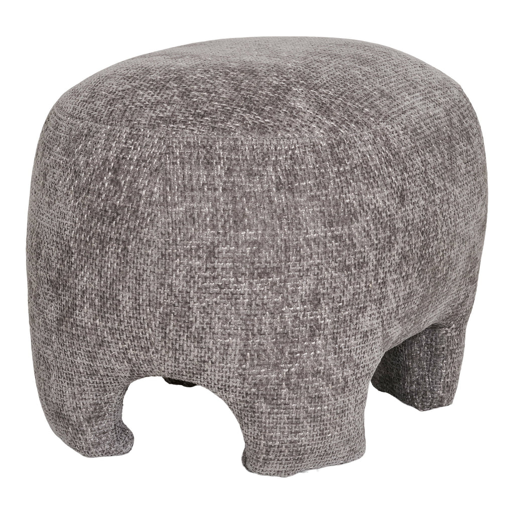 Pouf Nazare tissu gris chiné forme volumineuse pieds intégrés vue trois quarts arrière