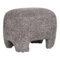 Pouf Nazare tissu gris chiné trame croisée forme organique pieds intégrés vue trois quarts