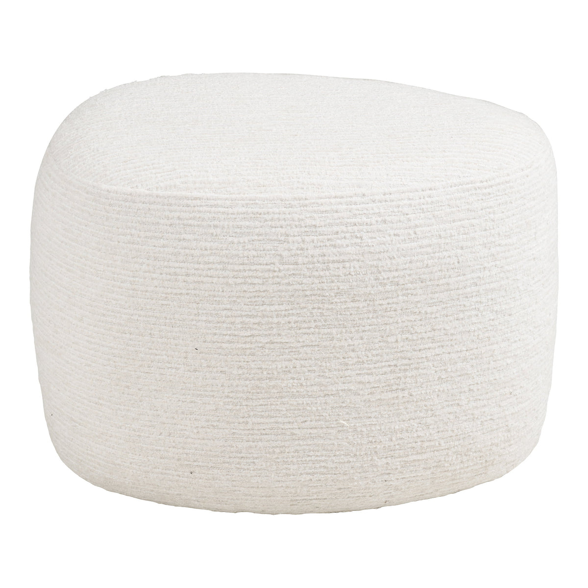 Pouf Hilo en chenille blanc cassé vue de face