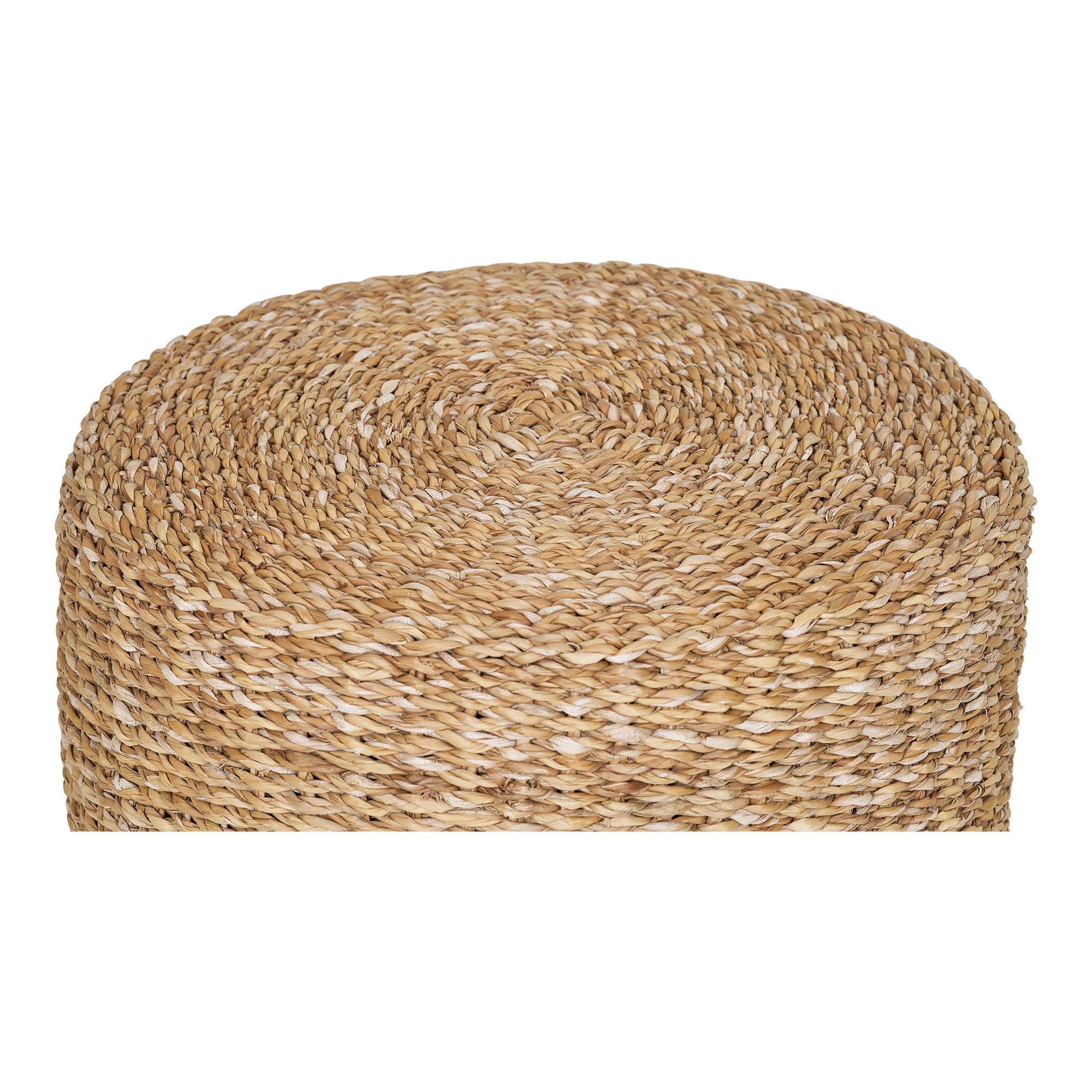 Pouf Rivera jonc de mer tressé main détail motif spirale vue dessus
