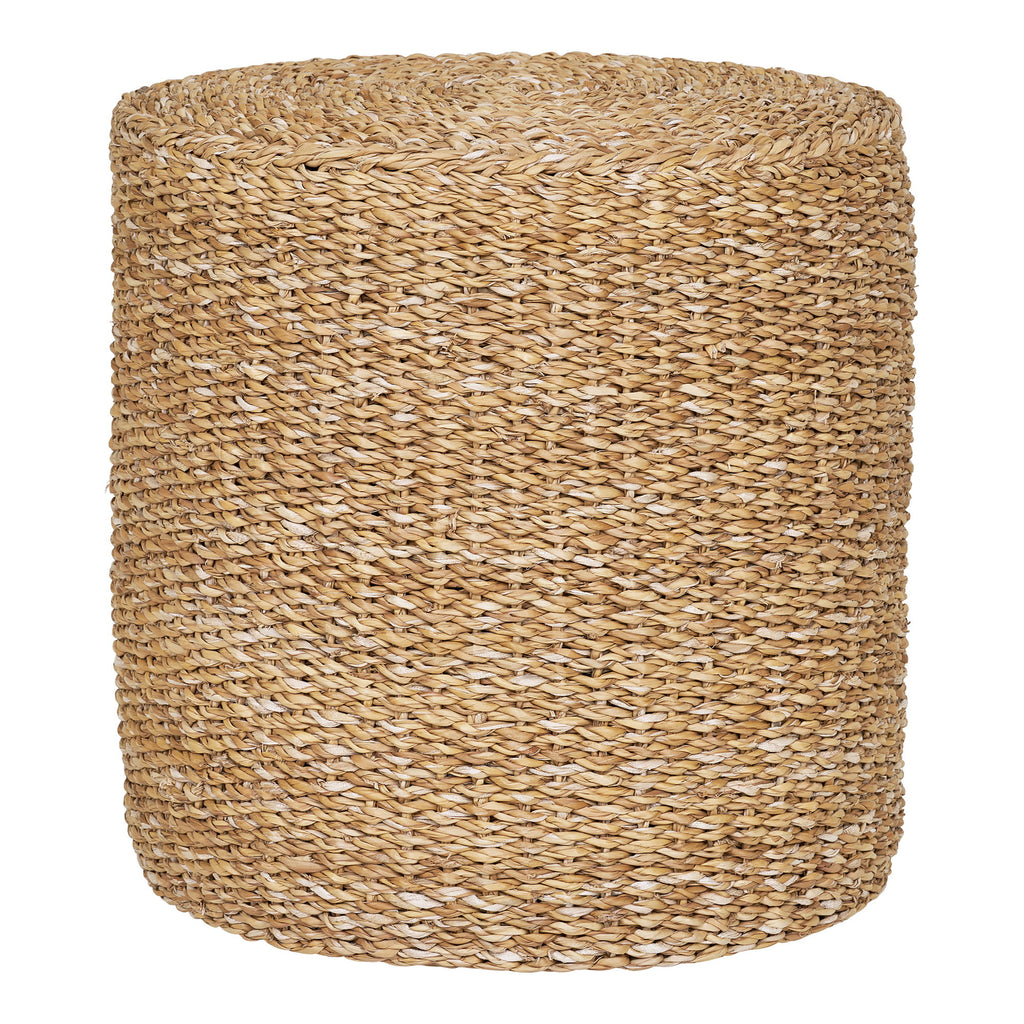 Pouf Rivera jonc de mer coton tressé Ø40 cm cylindrique vue de face