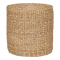 Pouf Rivera jonc de mer coton tressé Ø40 cm cylindrique vue de face