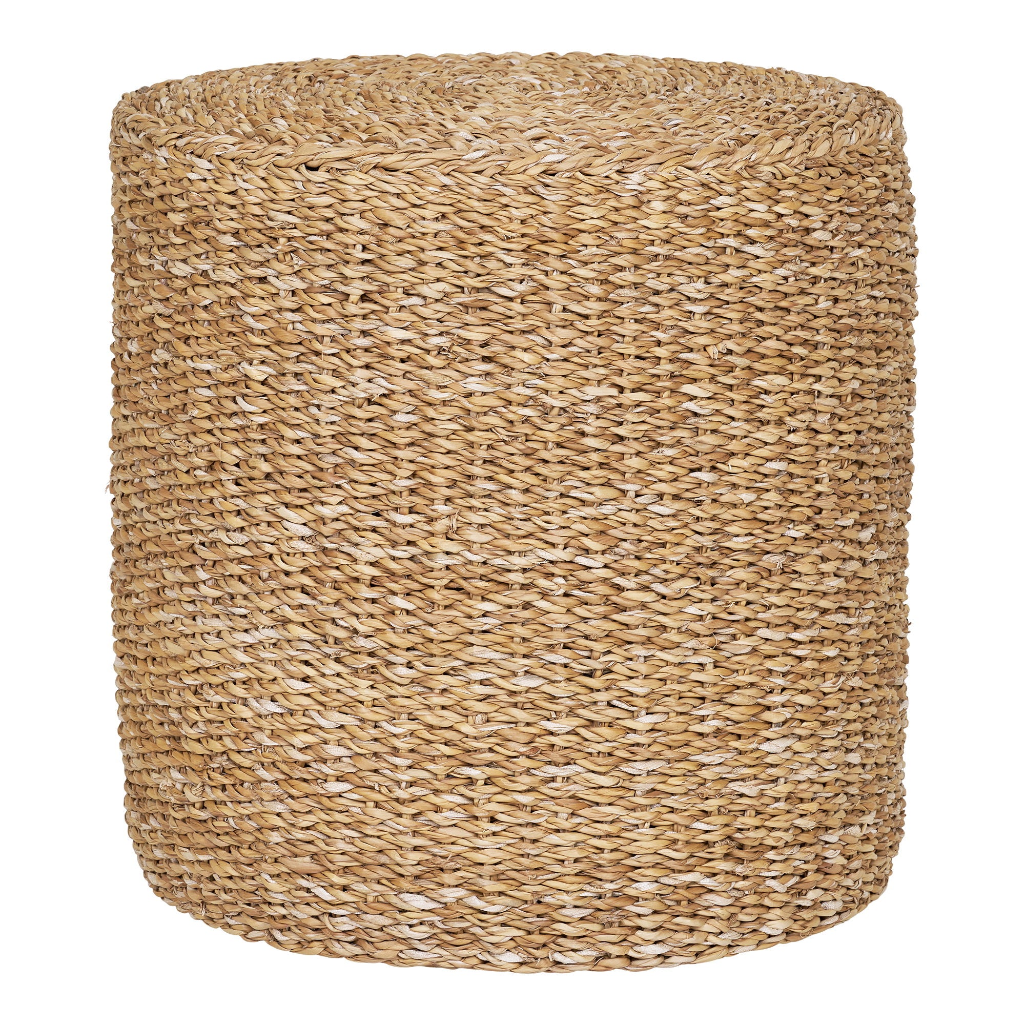 Pouf Rivera jonc de mer coton tressé Ø40 cm cylindrique vue de face