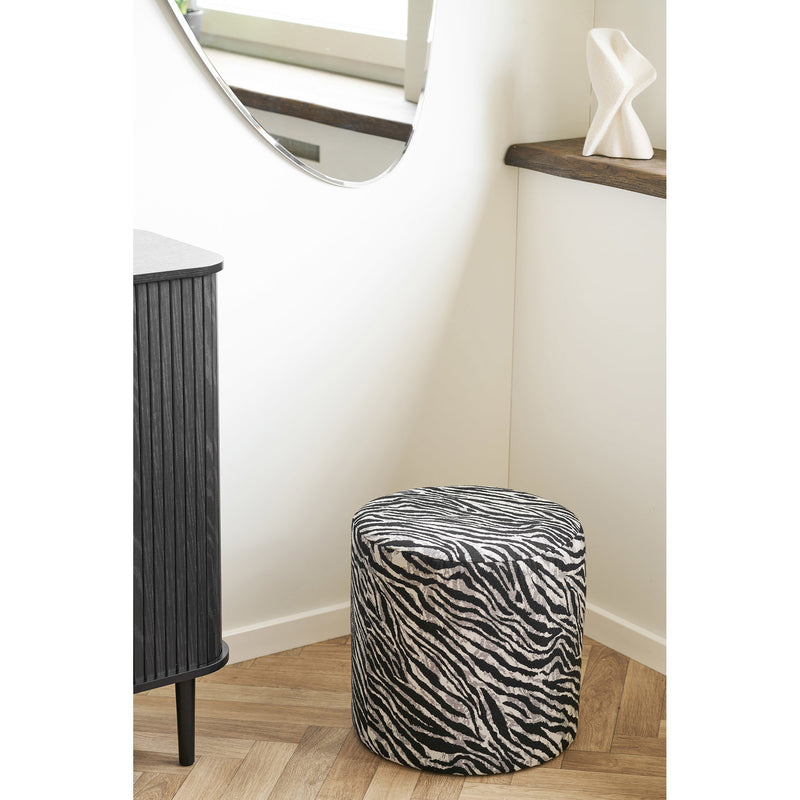 Dimensions Pouf Kimberley jacquard zébré noir et blanc