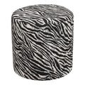 Pouf Kimberley jacquard zébré noir et blanc