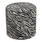 Pouf Kimberley jacquard zébré noir et blanc