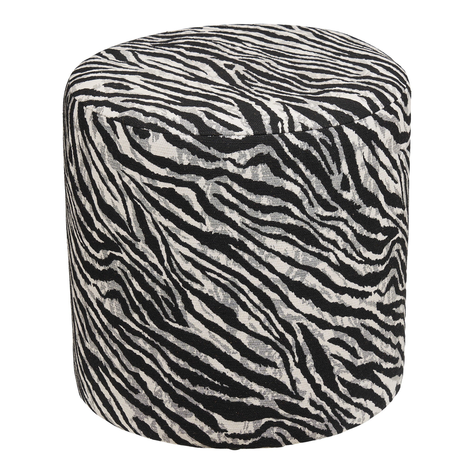 Pouf Kimberley jacquard zébré noir et blanc