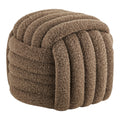 Pouf Napier côtes laine marron sculpturales volume vue trois quarts