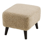 Pouf Lunaro bouclé beige rectangulaire pieds bois vue de détail