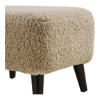Pouf Lunaro bouclé beige rectangulaire pieds bois vue de détail