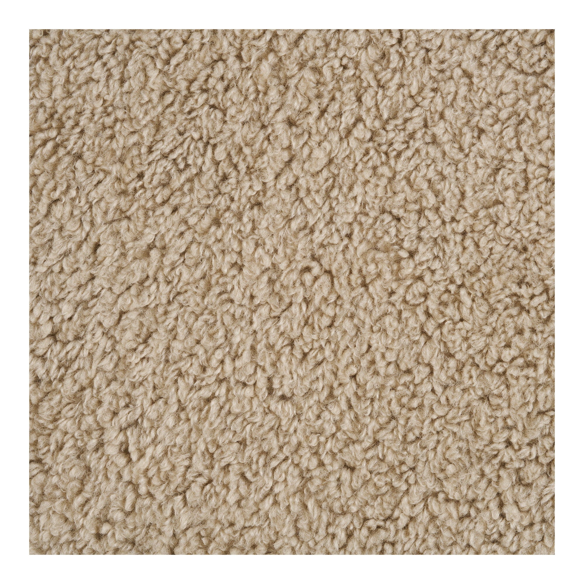 Pouf Lunaro bouclé beige rectangulaire pieds bois vue de détail