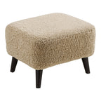Pouf Lunaro bouclé beige rectangulaire pieds bois