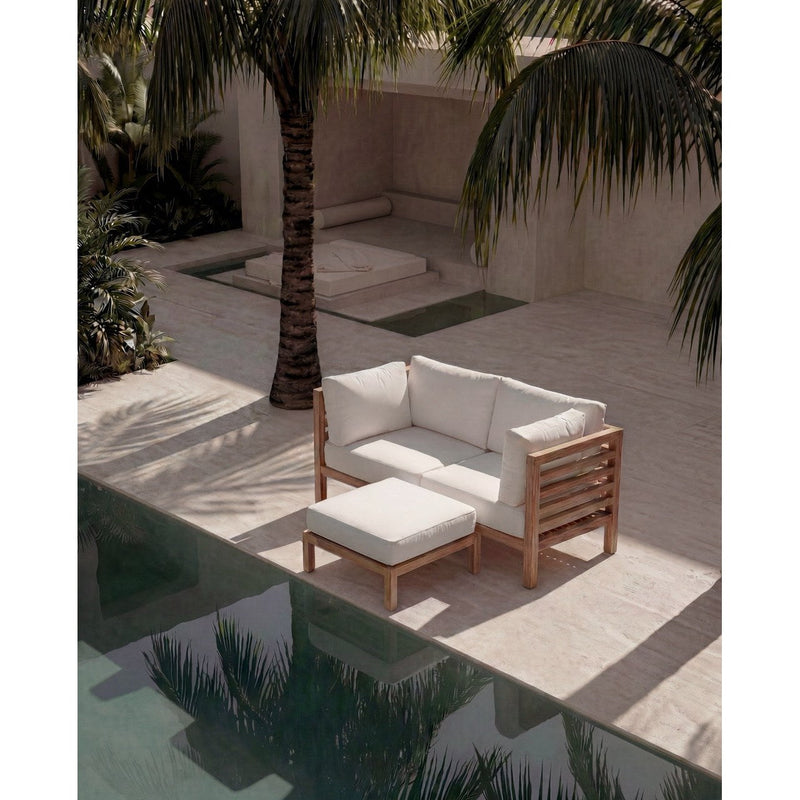 Dimensions Pouf modulable Moyo en teck et coussin blanc 80 x 80 cm