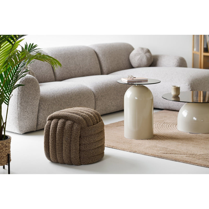Dimensions Pouf Napier en polyester marron effet tressé 48 x 48 cm