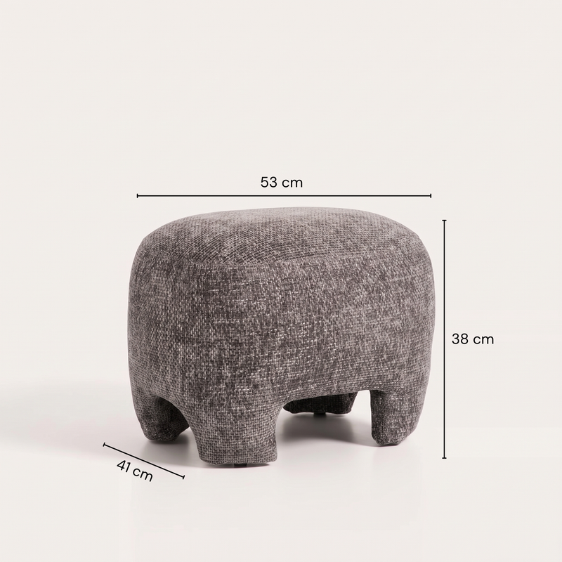 Dimensions Puf Nazare z szarej tkaniny melanżowej 53 cm