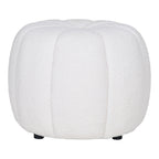 Pouf Paisley teddy blanc cassé capitonnage lobes citrouille vue de face