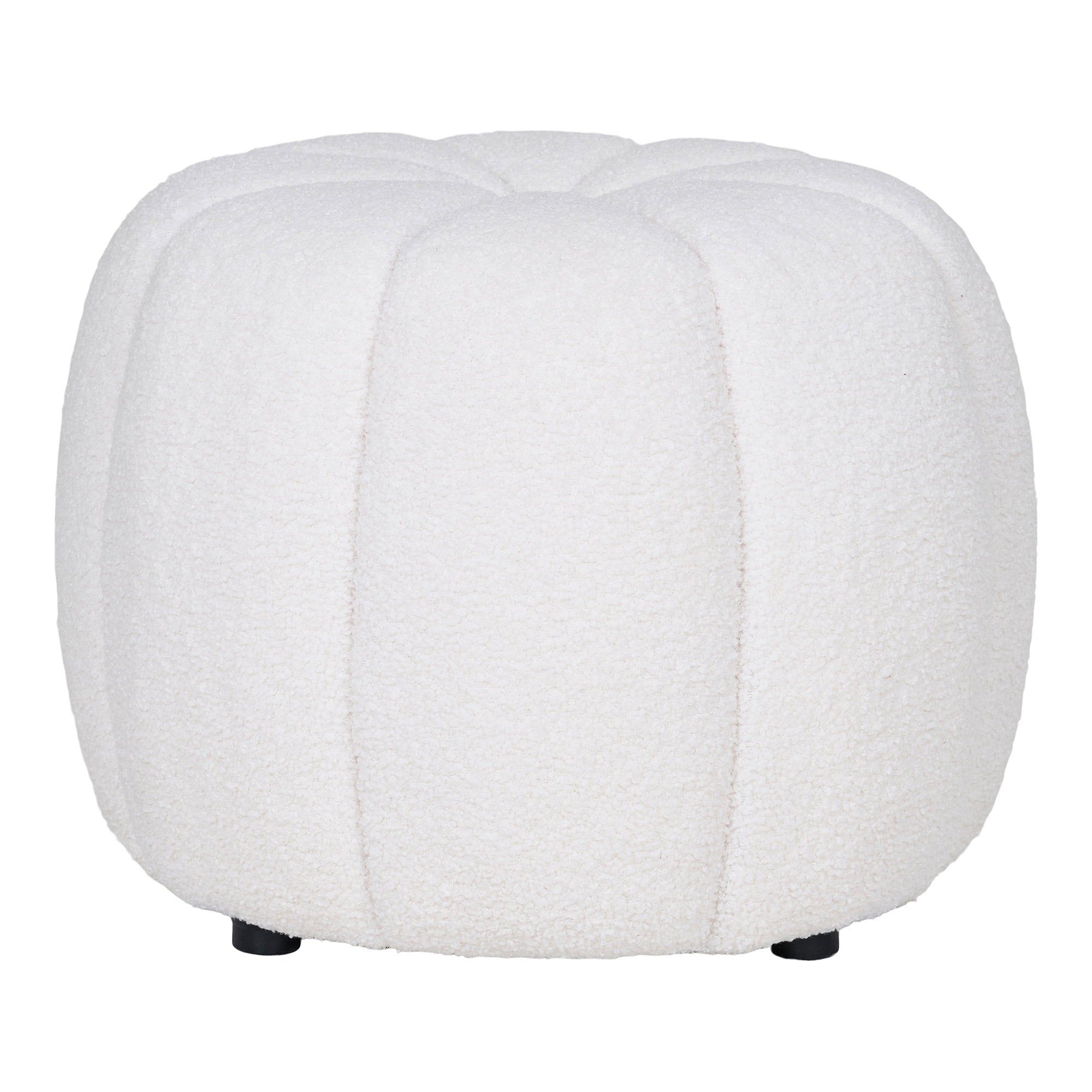 Pouf Paisley teddy blanc cassé capitonnage lobes citrouille ø48x38 cm vue face