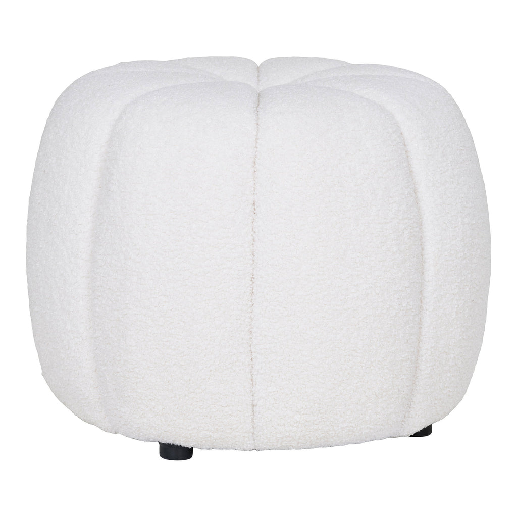 Pouf Paisley teddy blanc cassé lobes capitonnés vue trois quarts