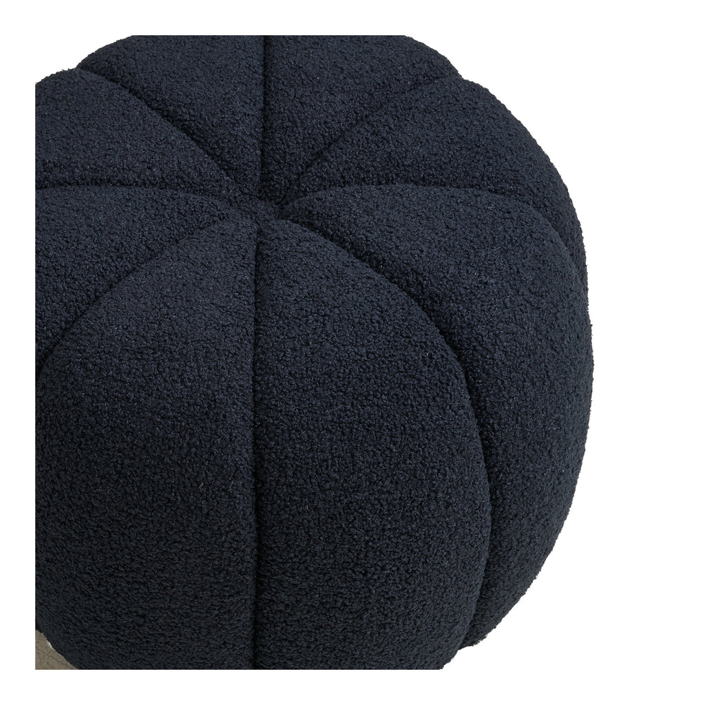 Détail capitonnage lobes citrouille teddy bleu marine pouf Paisley vue dessus