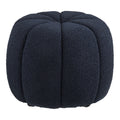 Pouf Paisley teddy bleu marine lobes capitonnés vue trois quarts