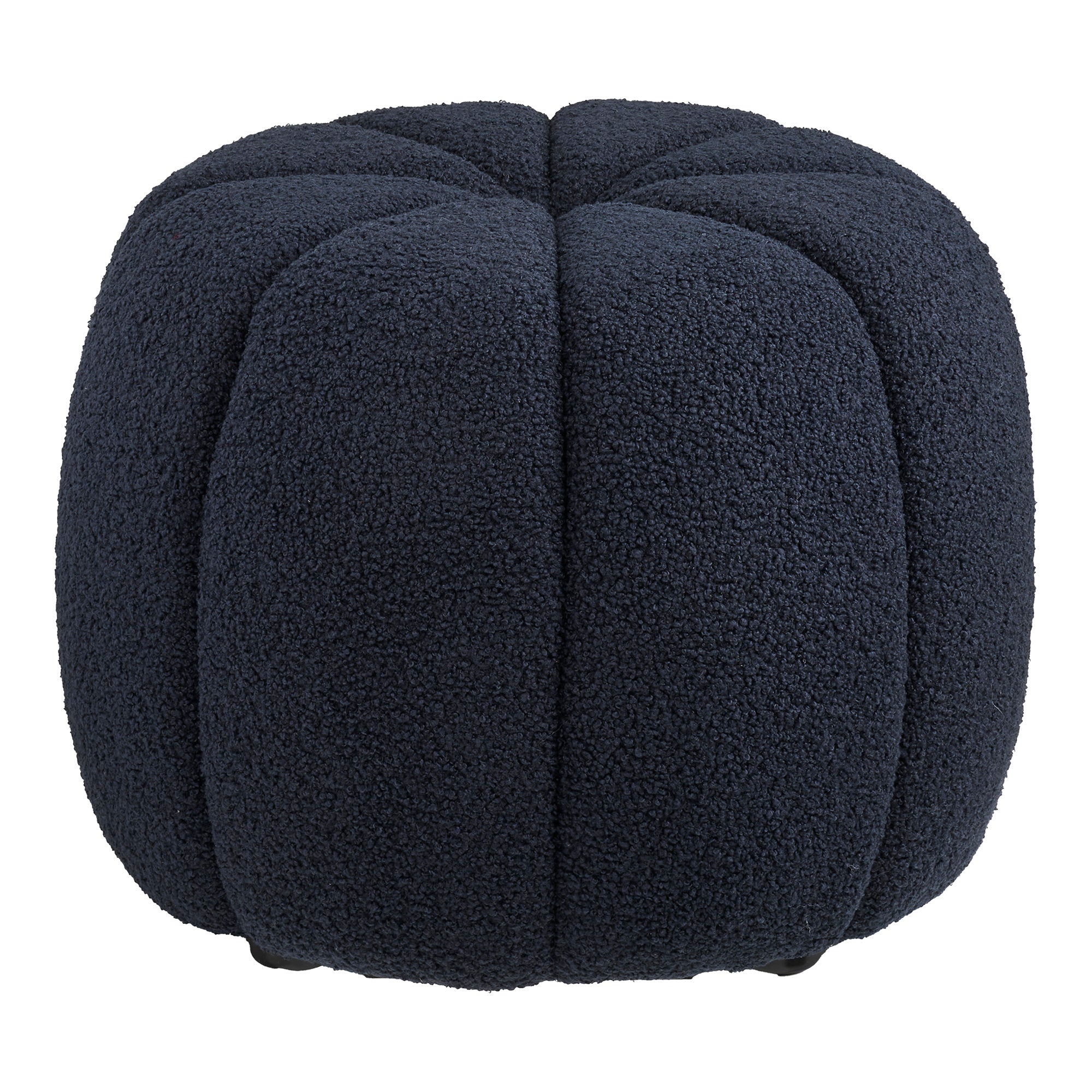 Pouf Paisley teddy bleu marine lobes capitonnés vue trois quarts