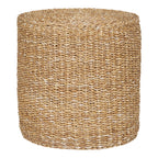 Pouf Rivera en jonc de mer naturel tressé de forme cylindrique vu de face