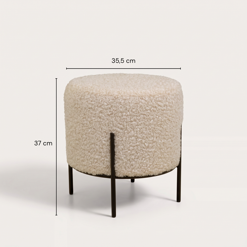 Dimensions Puf okrągły Alford z tkaniny bouclé kremowy 35 cm