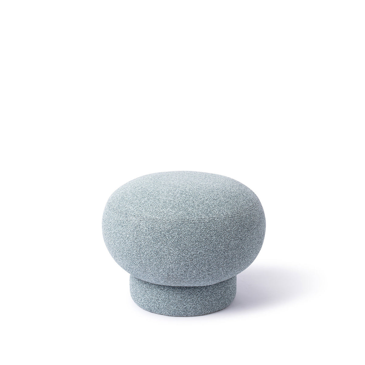 Pouf rond Anoo bleu en forme de champignon vu de face
