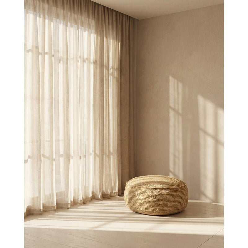 Dimensions Pouf rond Flores en raphia naturel crocheté 60 cm