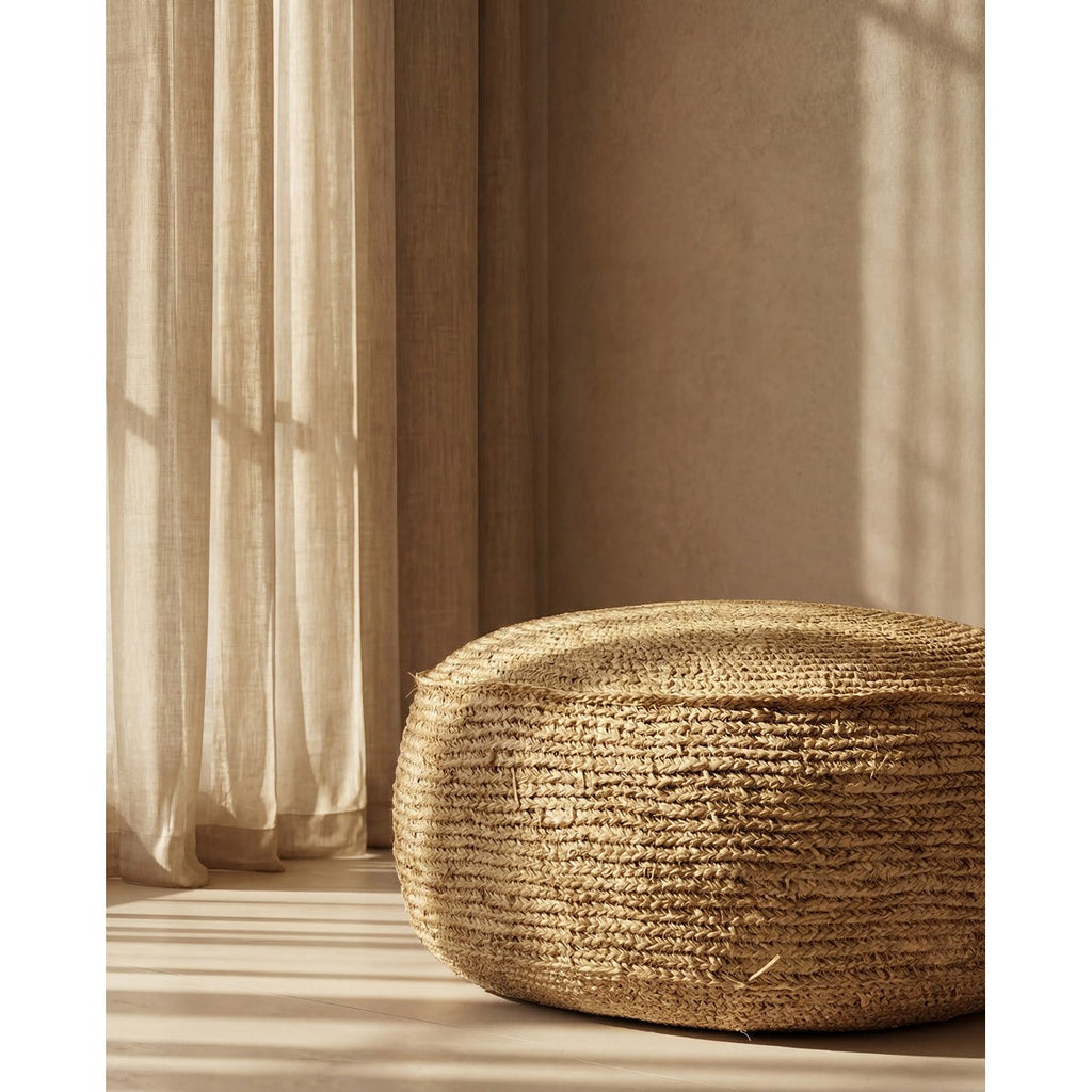 Pouf rond Flores en raphia crocheté 60 cm, vue 3