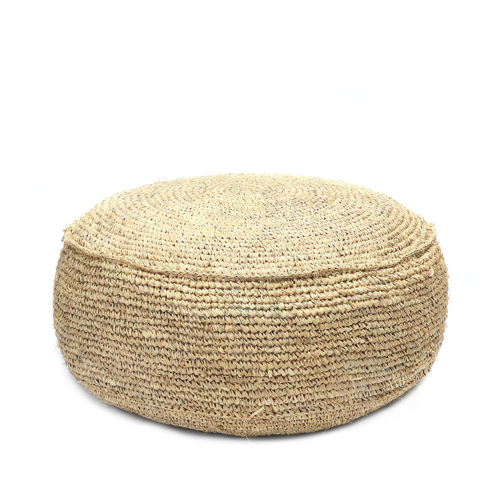 Pouf rond Flores en raphia crocheté 60 cm