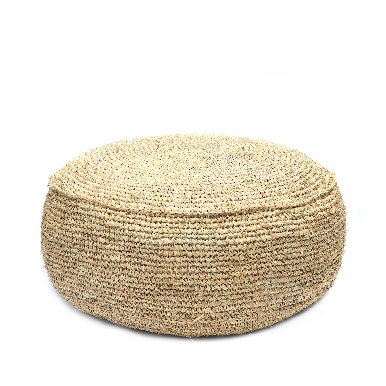Pouf rond Flores en raphia crocheté 60 cm