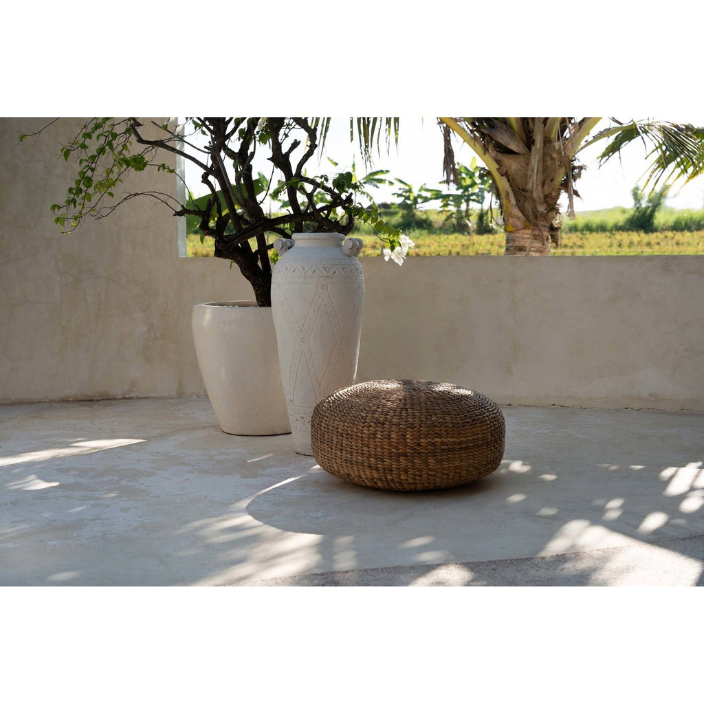 Pouf rond en jacinthe d'eau tressée 60 cm, vue 4